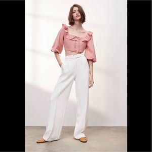 Zara Stripped Top with Ruffles, Size S